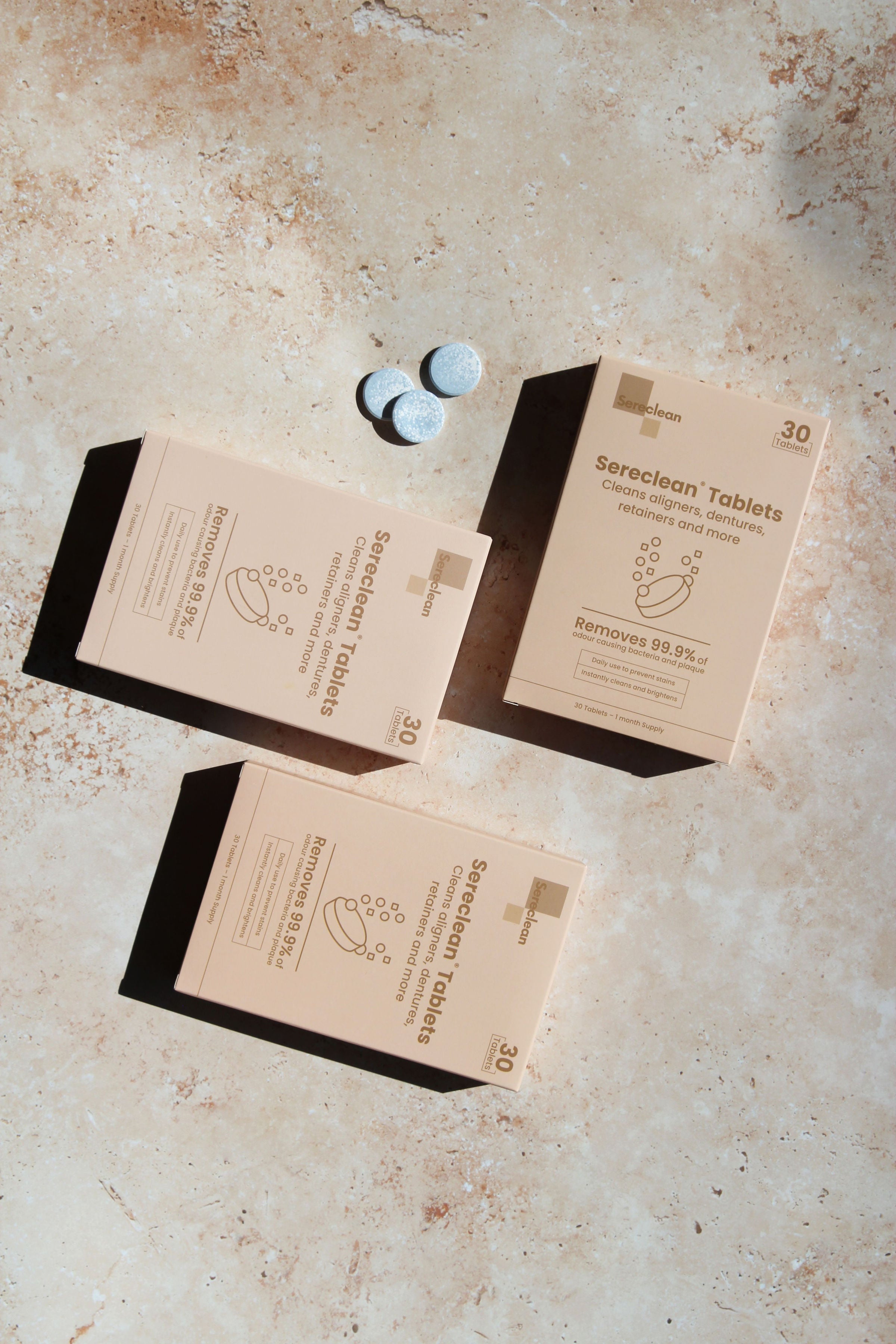 3 boxes of sereclean retainer cleaning tablets
