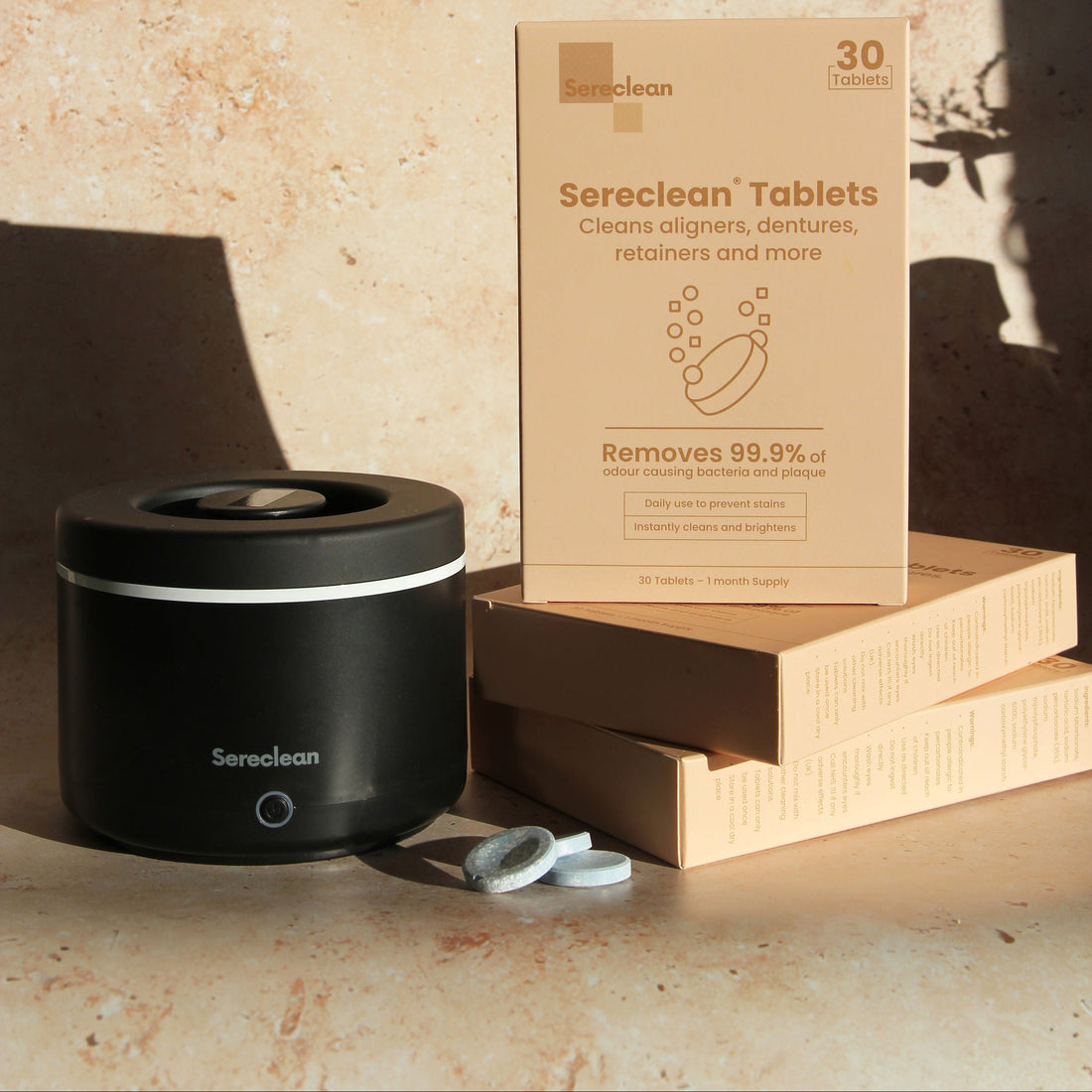 Sereclean ultrasonic retainer cleaner and cleaning tablets